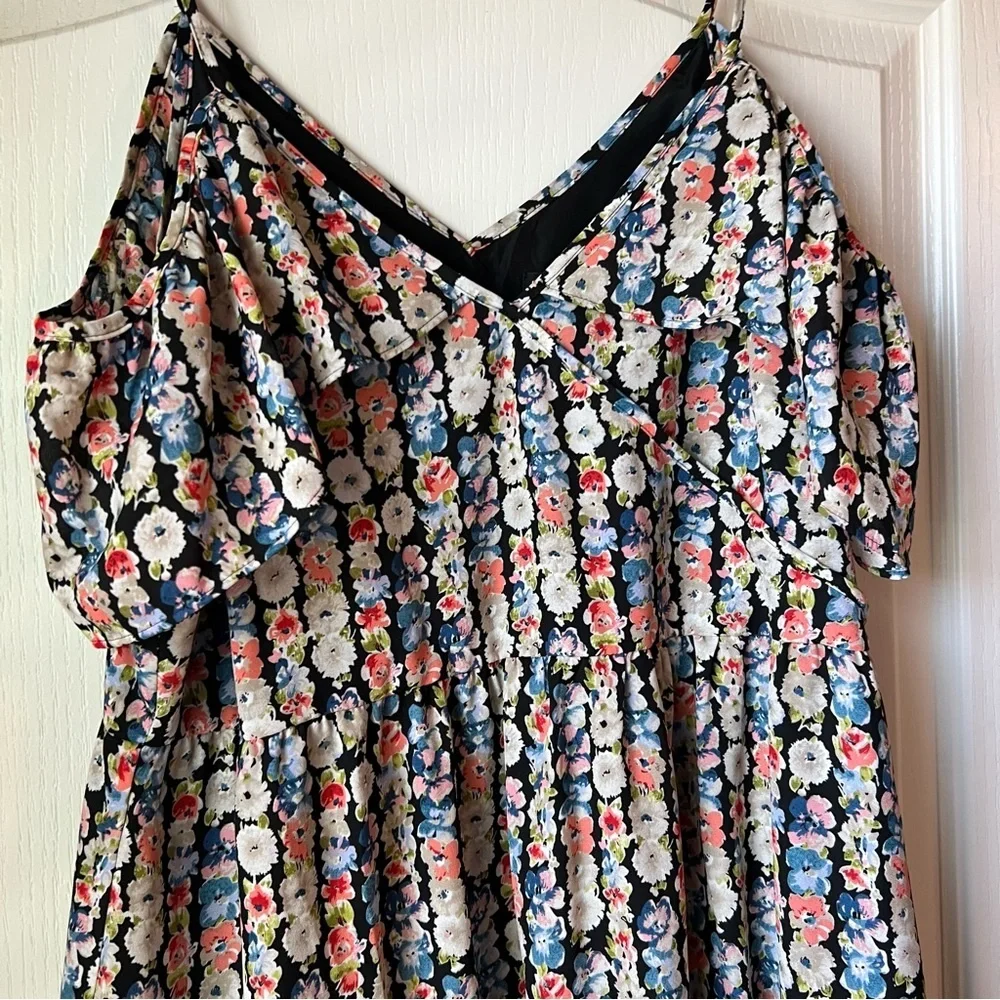 J.CREW‎ Multi-Color Floral Off The Shoulder Ruffle Tiered Dress Size 18